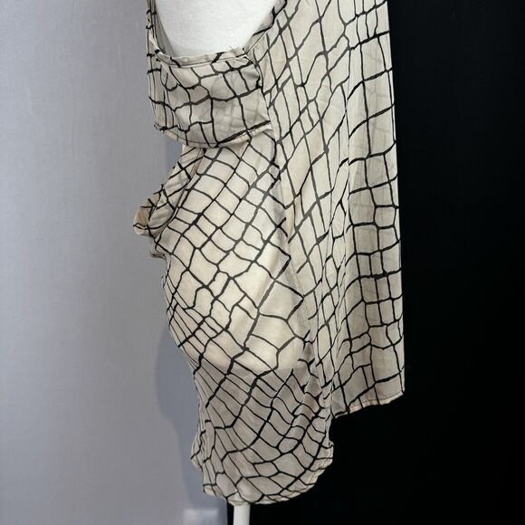 Elegant Beige Sheer Overlay Tank Top Geometric Pattern Flowy Lightweight S-M? - Picture 8 of 13